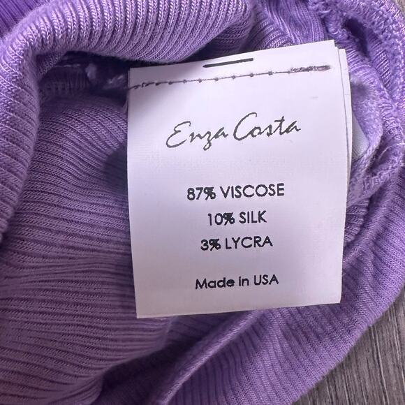 Enza Costa Viscose Silk Lavender Ribbed Halter Bodysuit - Picture 6 of 7